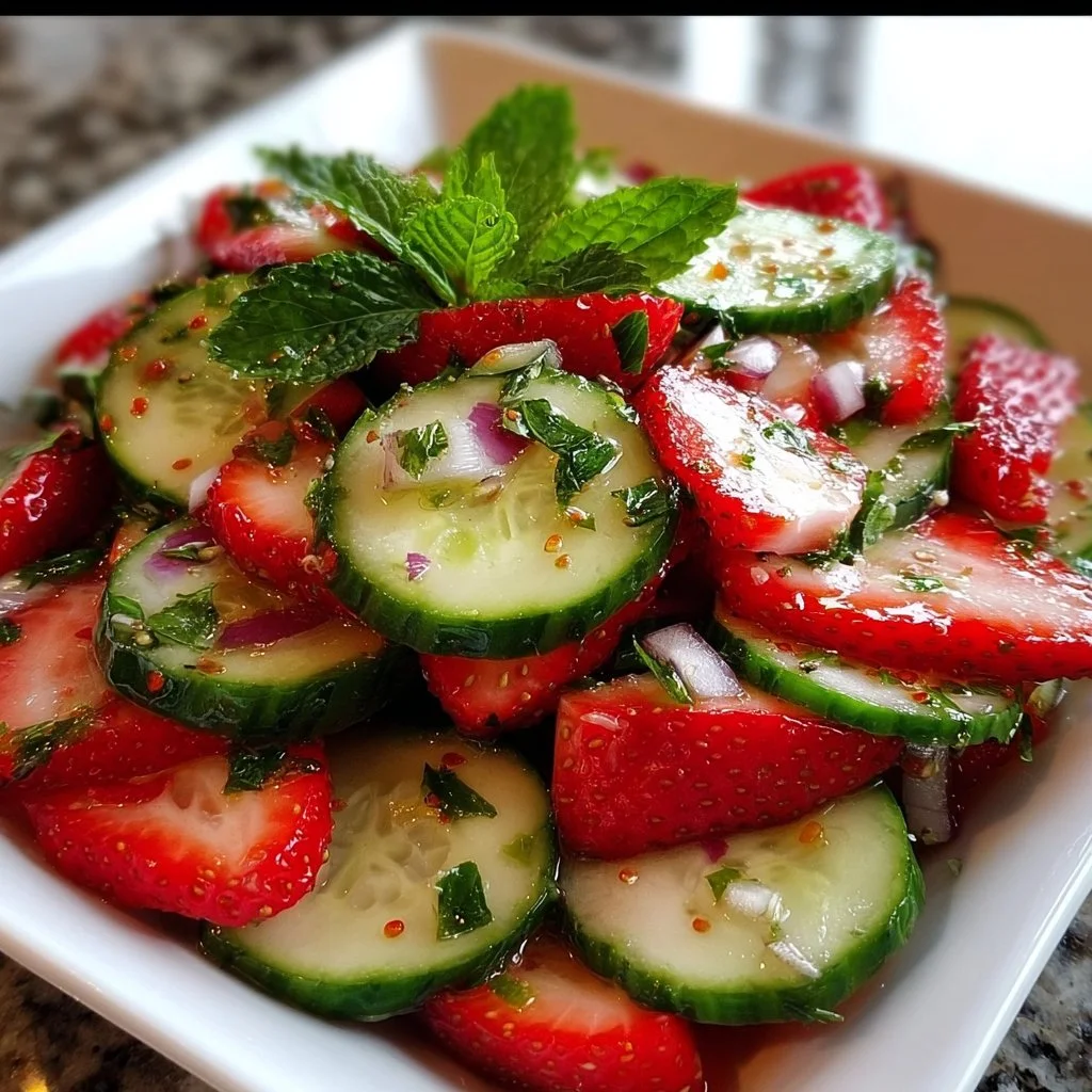 Fresh Cucumber Strawberry Salad with vibrant colors and healthy ingredients
