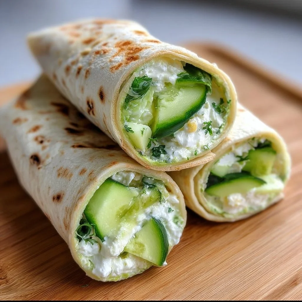 Easy bagel cucumber cottage cheese wraps recipe with fresh ingredients