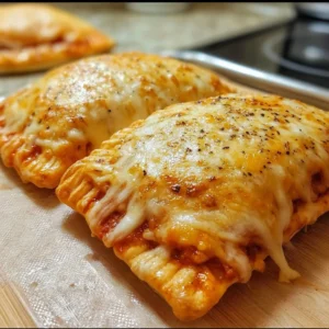 Delicious easy cheesy pizza pockets filled with cheese and toppings