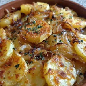 Delicious French Onion Potatoes baked with creamy cheese and herbs