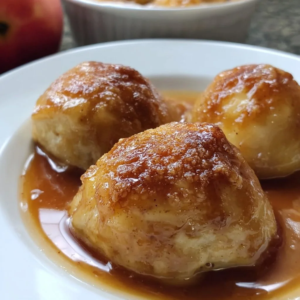 Homemade Grandma's Apple Dumplings with golden crust and apple filling