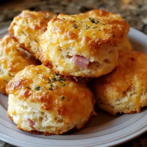 Ham and cheese butter swim biscuits fresh out of the oven