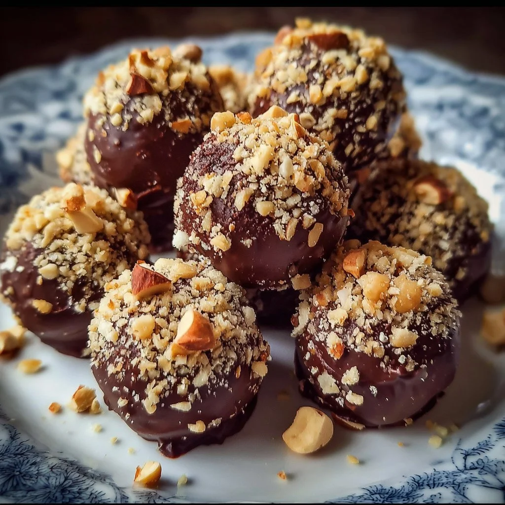 Homemade hazelnut chocolate truffles, perfect for gifting and celebrations.
