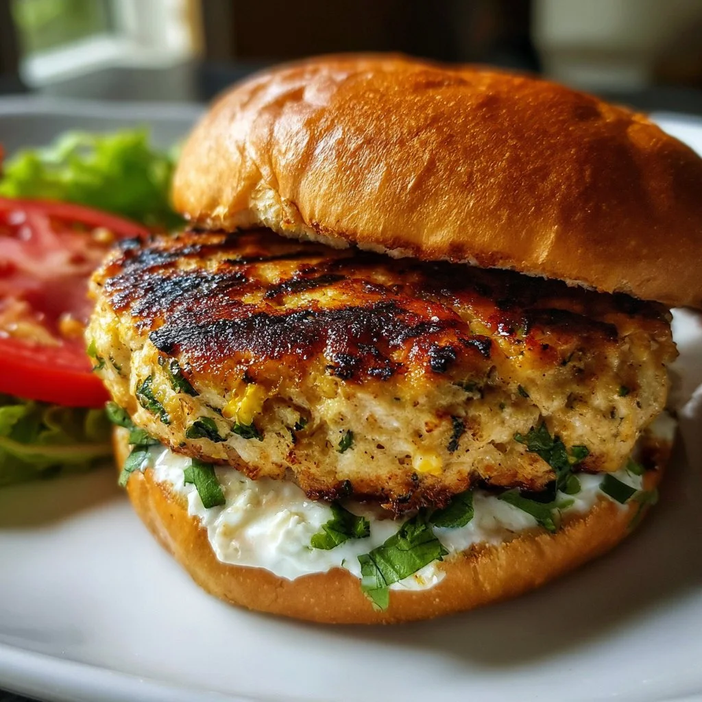 Healthy Greek ground chicken burgers served with fresh toppings and herbs.