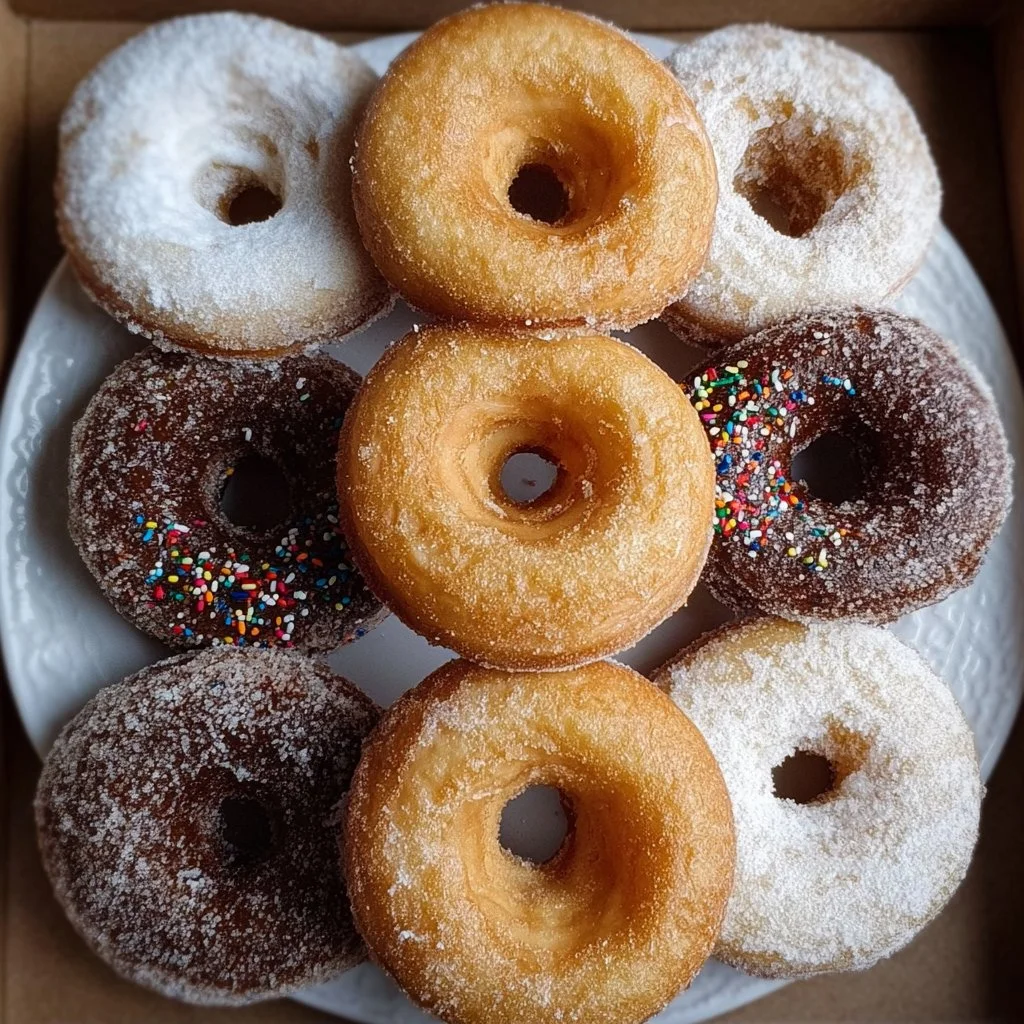 Delicious homemade baked donuts with a variety of toppings