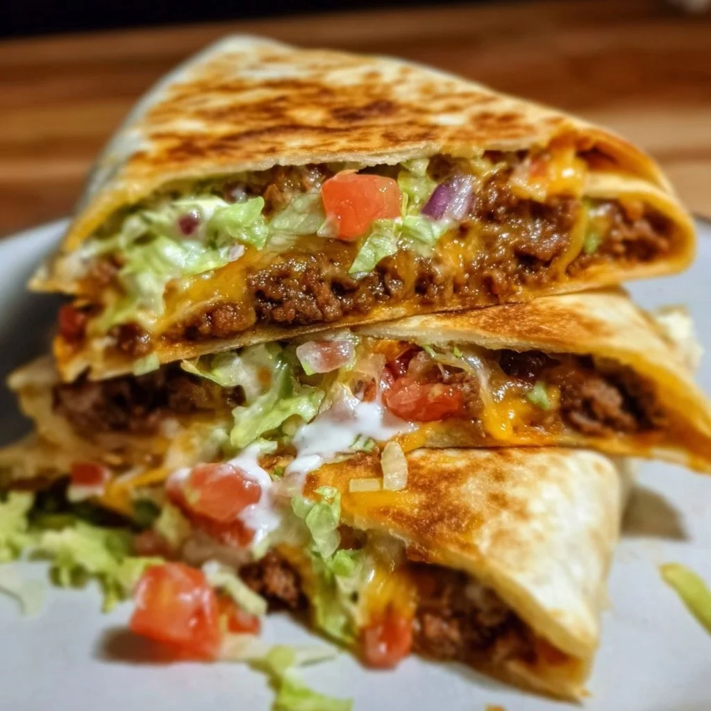Homemade Crunchwrap Supreme filled with layers of flavor and ingredients