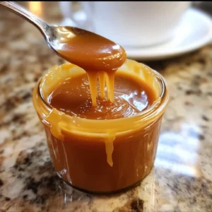 Homemade salted caramel drizzled over desserts