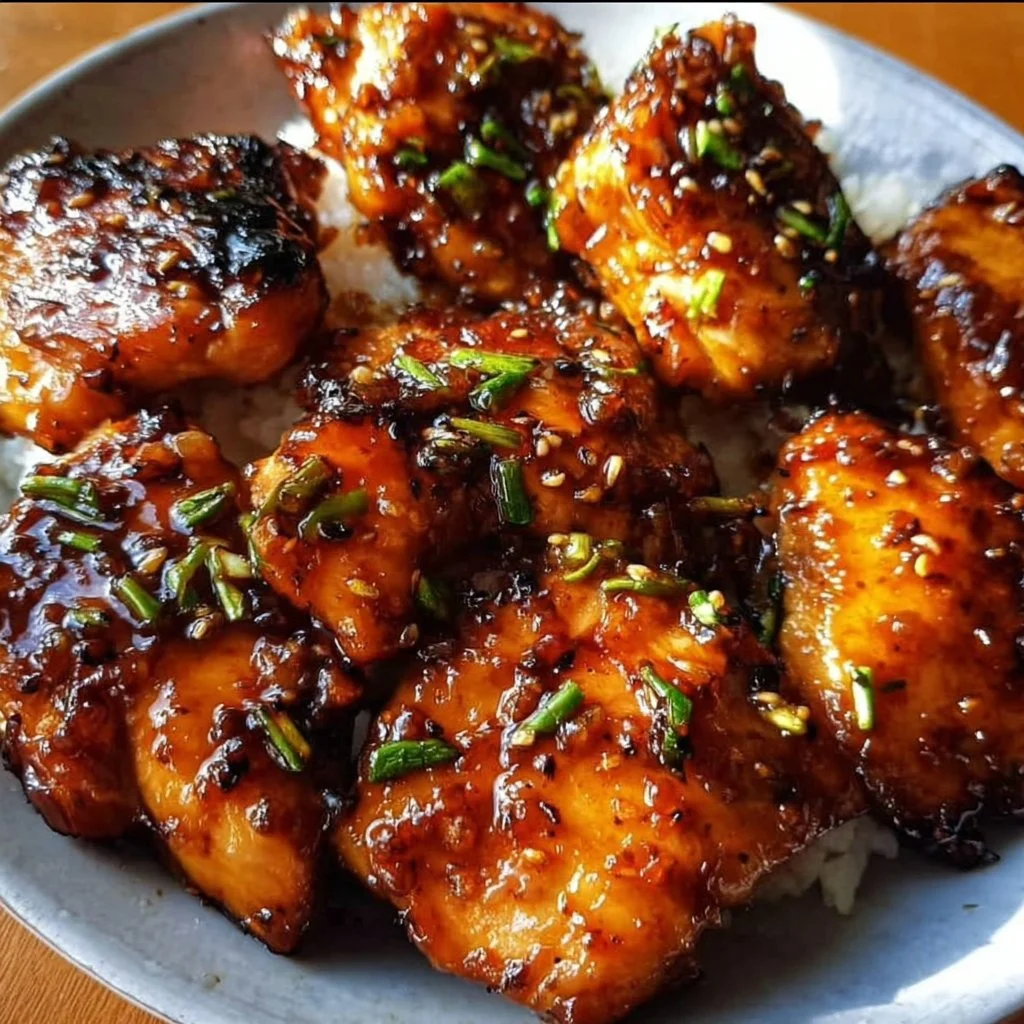 Grilled Huli Huli Chicken with a sweet and tangy marinade served on a plate.