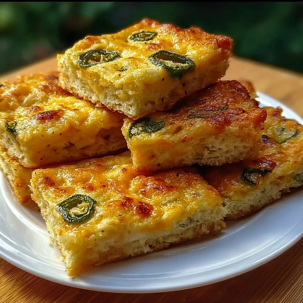 Delicious jalapeño cheese squares served as a party snack