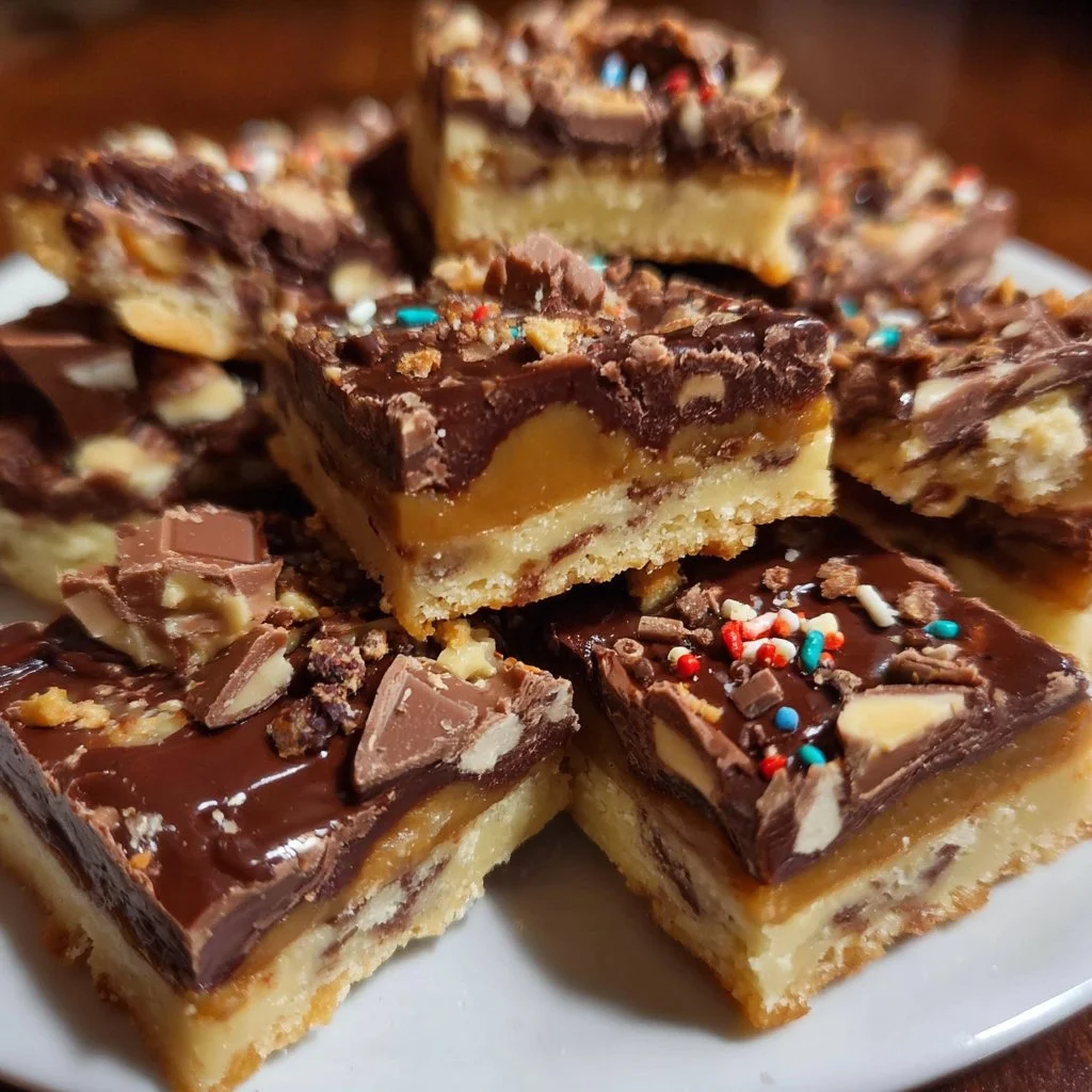Delicious candy shortbread bars made from leftover candy.