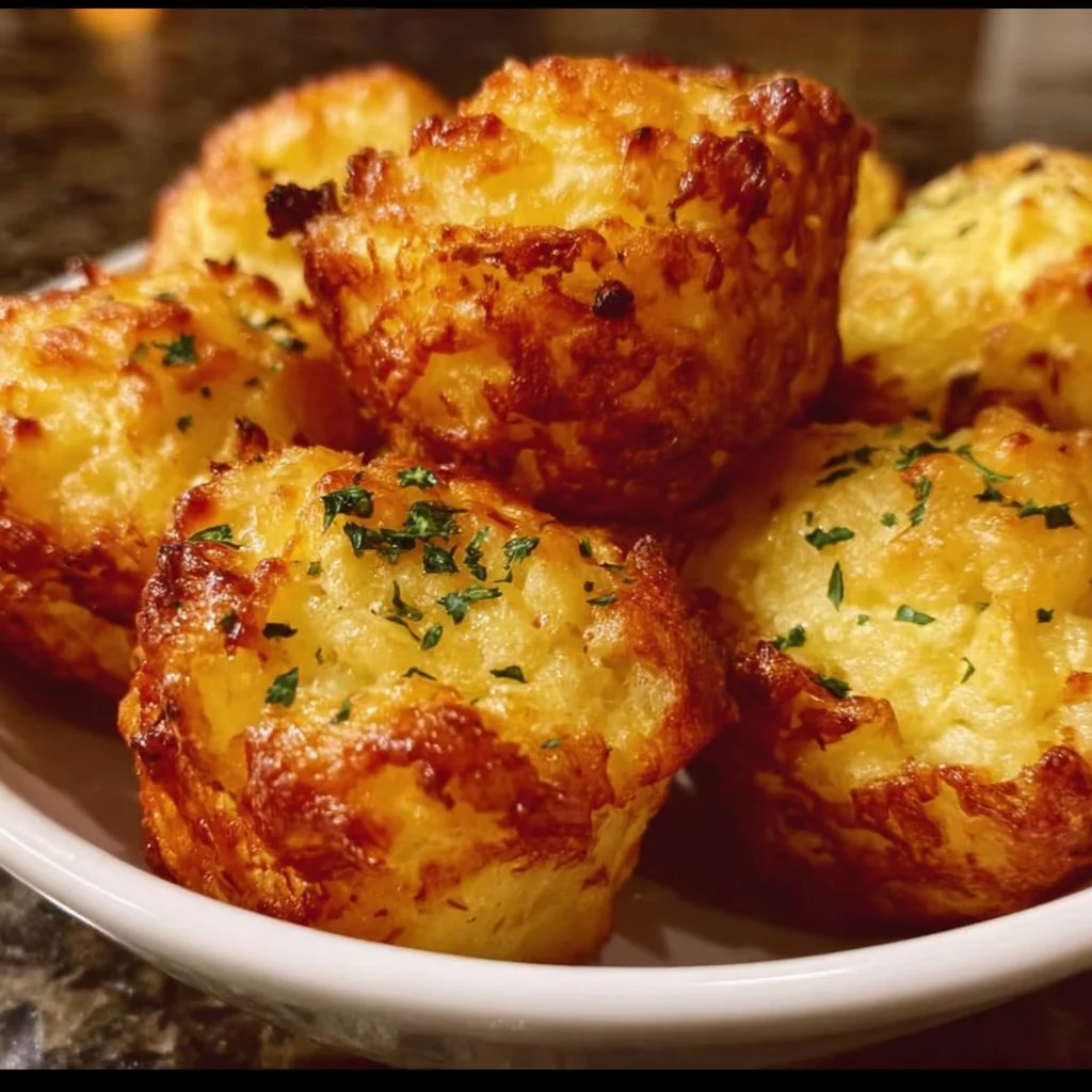 Crispy leftover mashed potato cheese puffs on a plate
