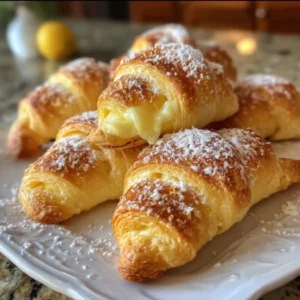 Lemon Cheesecake Crescent Rolls with a creamy lemon filling and flaky pastry