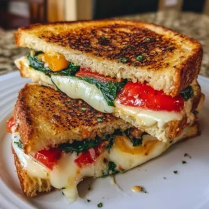 Mediterranean grilled cheese sandwich with herbs and melted cheese