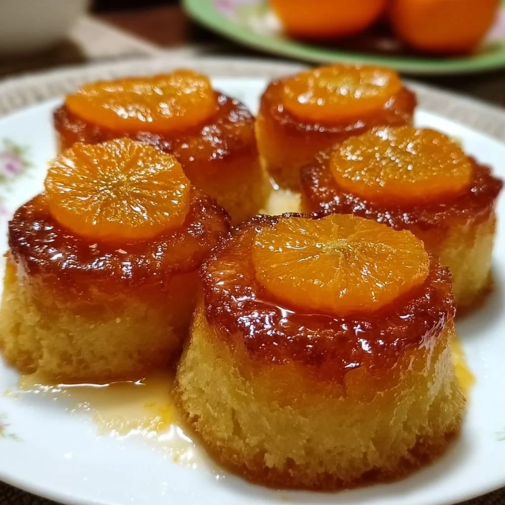 Mini Mandarin Upside-Down Cakes with vibrant citrus topping