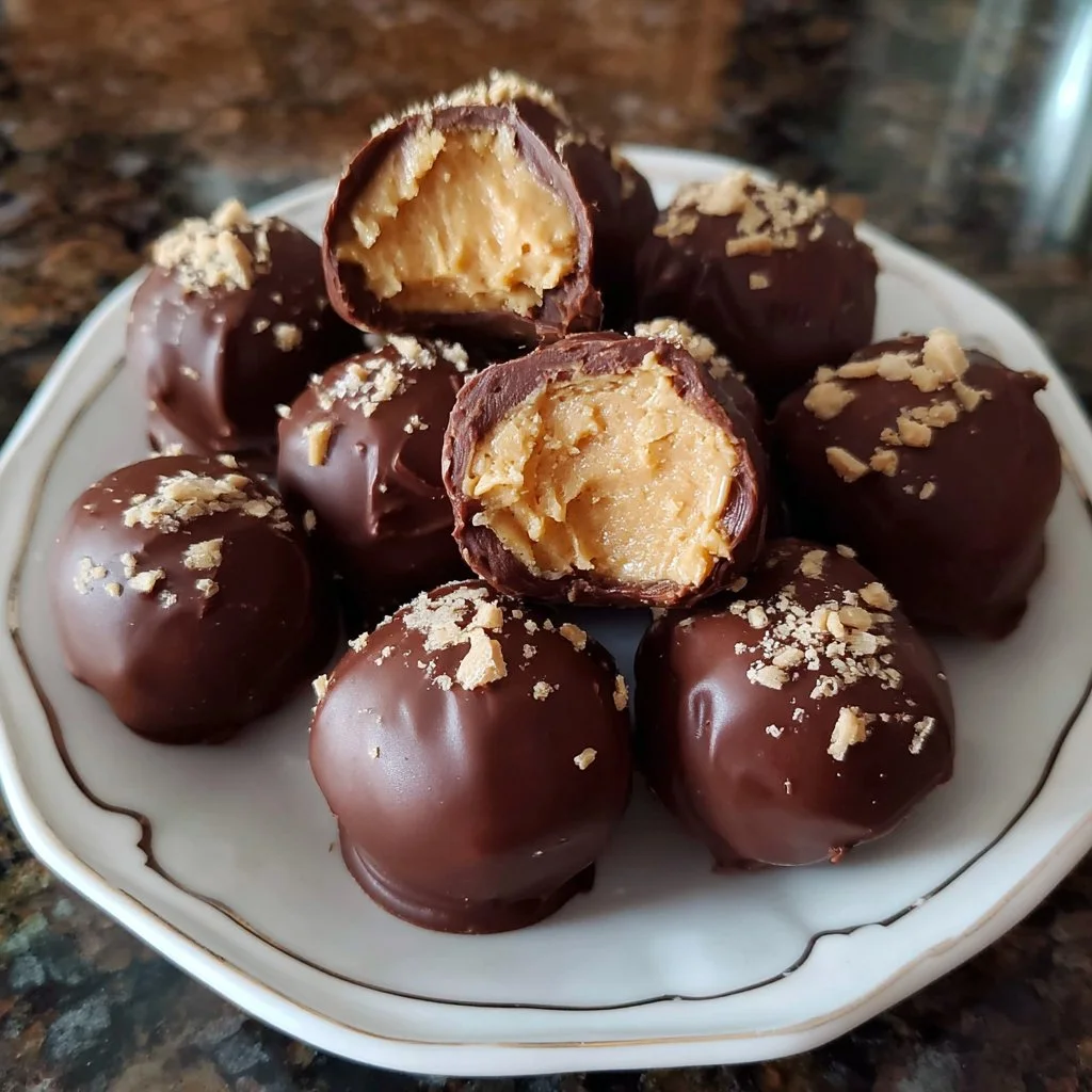 Delicious no-bake peanut butter balls in a bowl