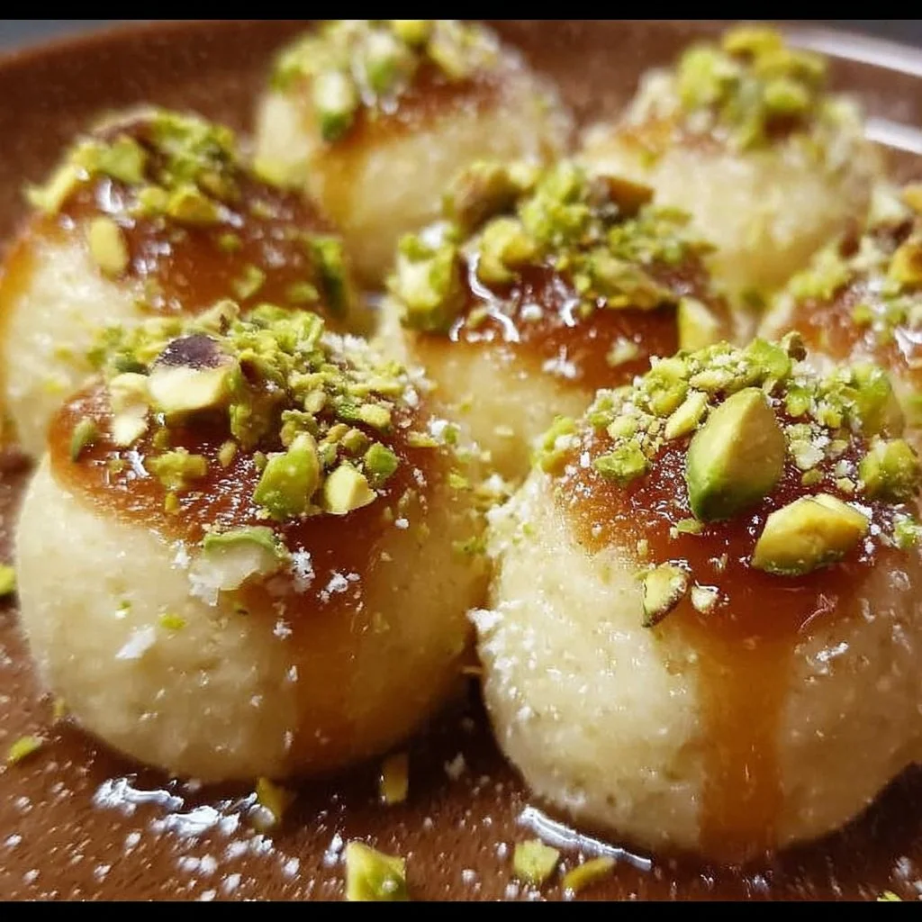 Delicious ricotta pistachio honey bites served on a platter