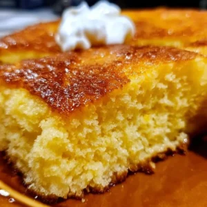 Slice of sweet and moist homemade cornbread on a plate