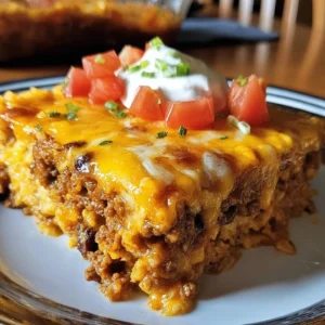 Deliciously baked Taco Casserole topped with cheese and fresh ingredients.