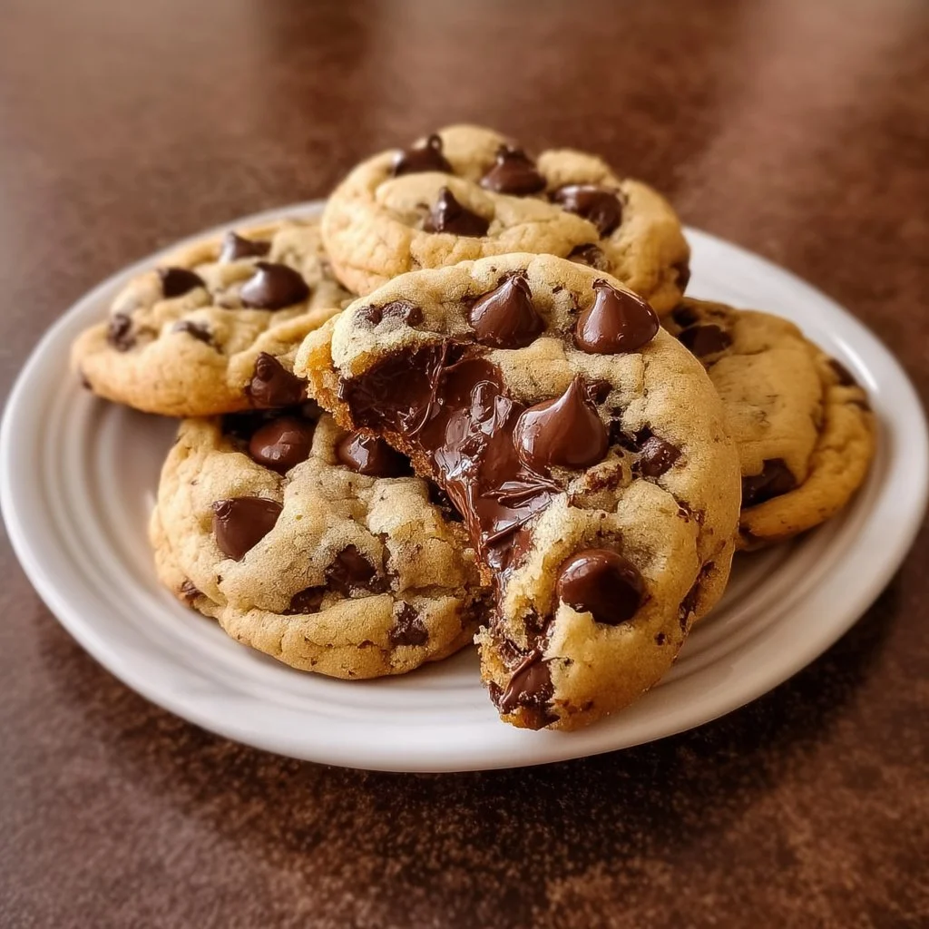 Thick chocolate chip cookies fresh out of the oven