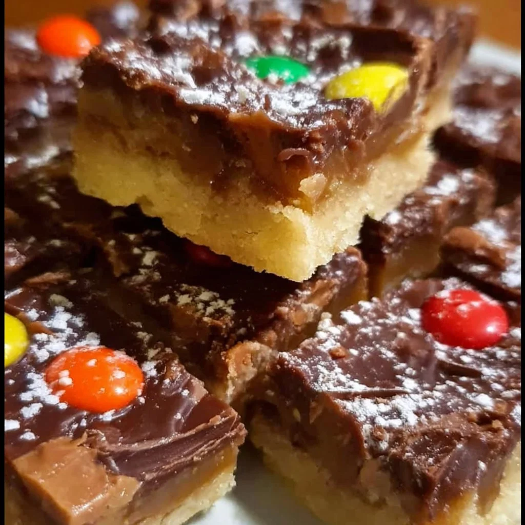 Delicious shortbread bars made with leftover candy for a tasty treat.