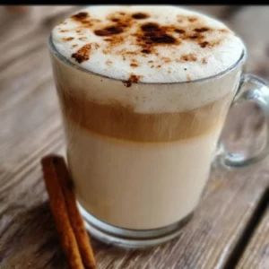Cup of Vanilla Cinnamon Milk Tea with cinnamon stick and vanilla beans