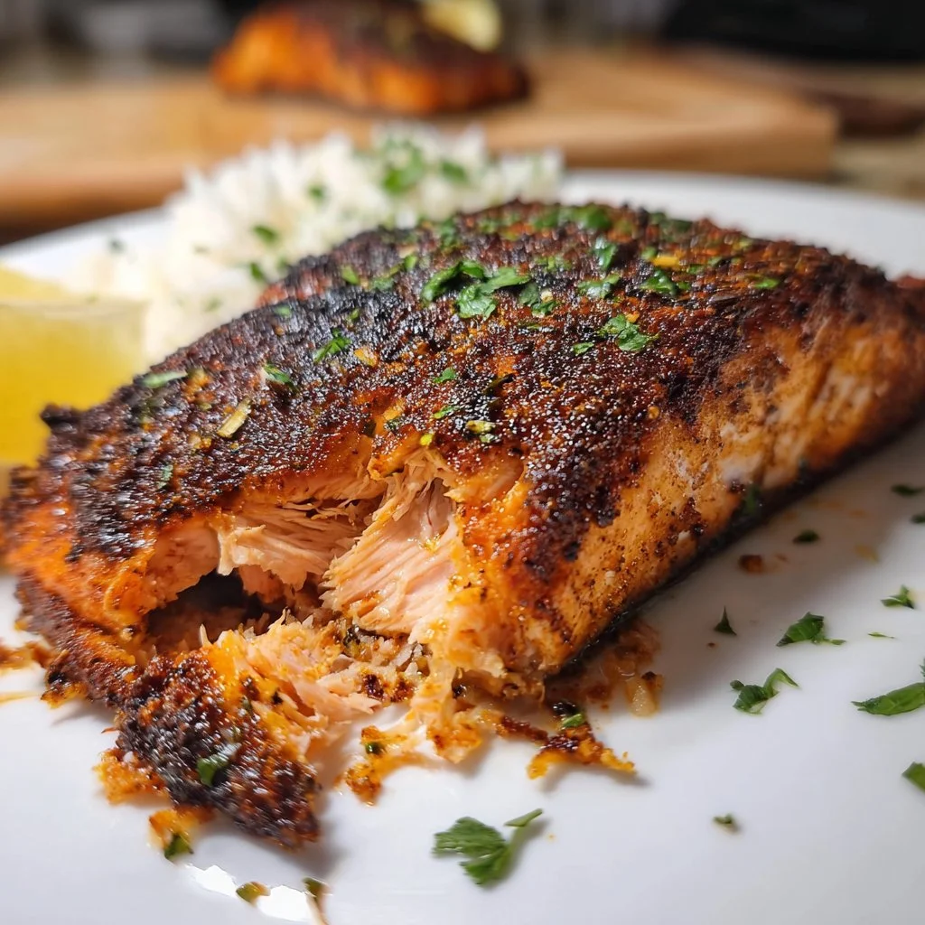 Delicious air fryer blackened salmon ready to serve