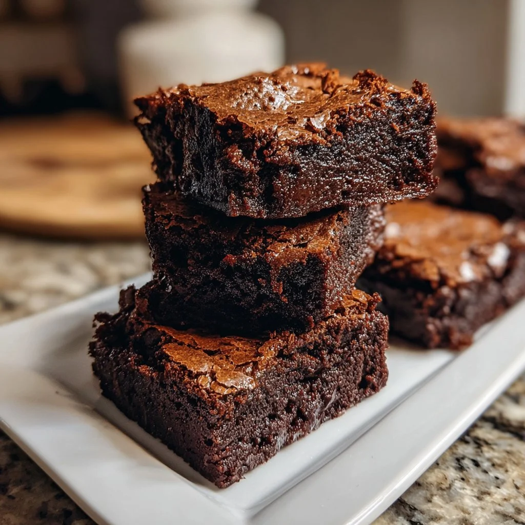 Delicious bakery style fudge brownies with rich chocolate texture