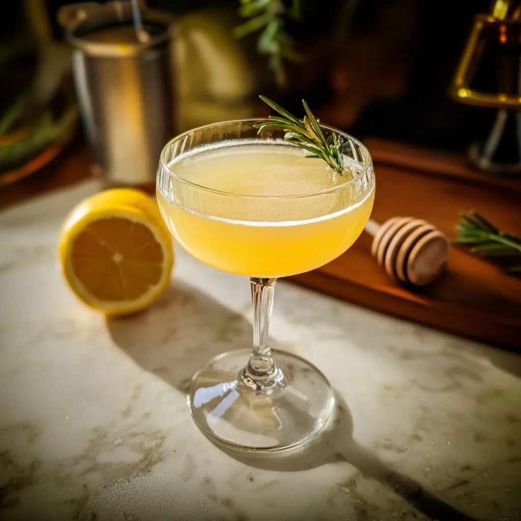 Bee's Knees Cocktail with gin, honey, and lemon zest in a stylish glass