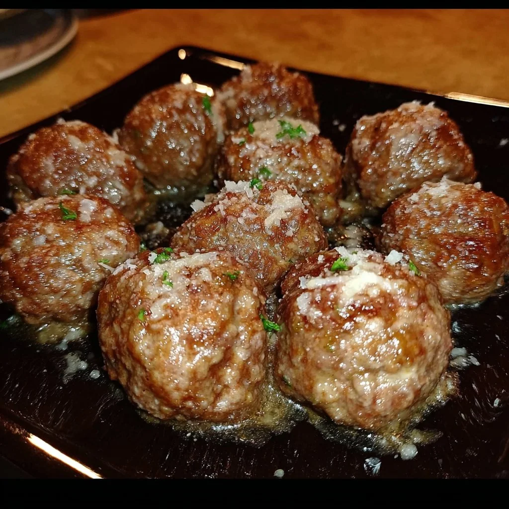 Delicious baked meatballs fresh out of the oven, ready to serve.
