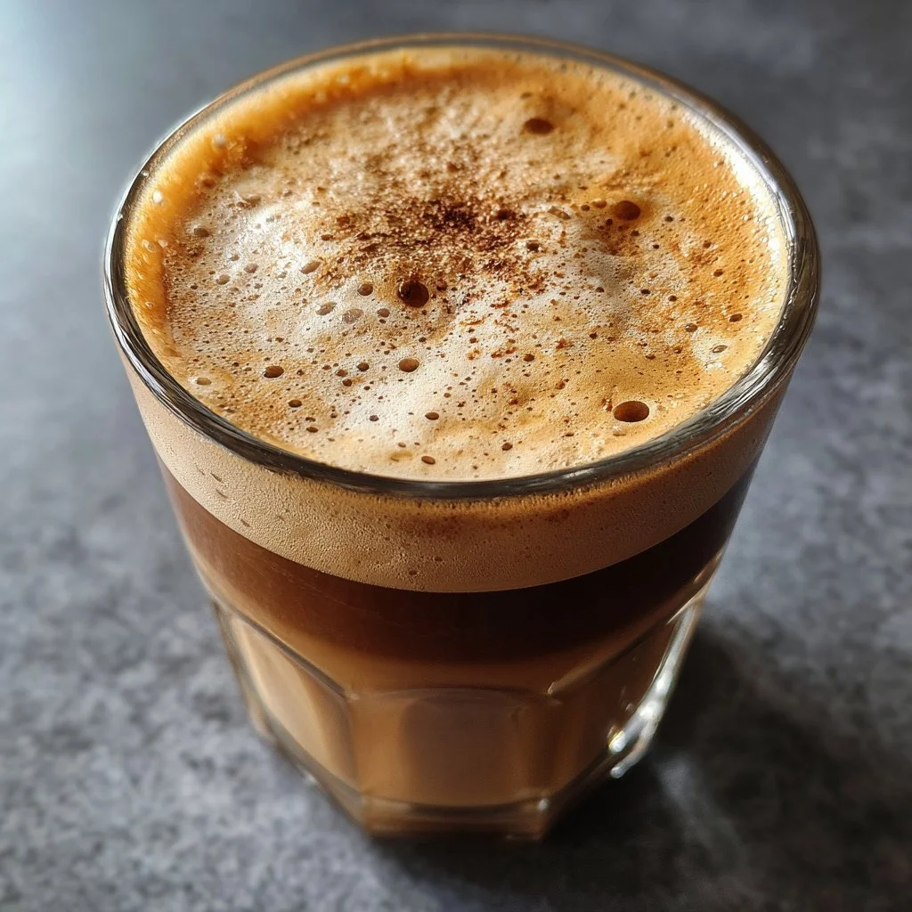 Brown Sugar Oatmilk Shaken Espresso served in a glass with ice.