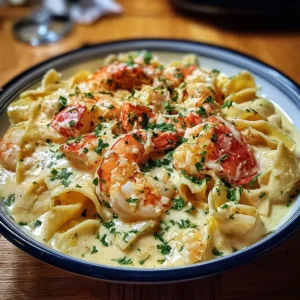 Cajun-Style Seafood Alfredo topped with shrimp and spices