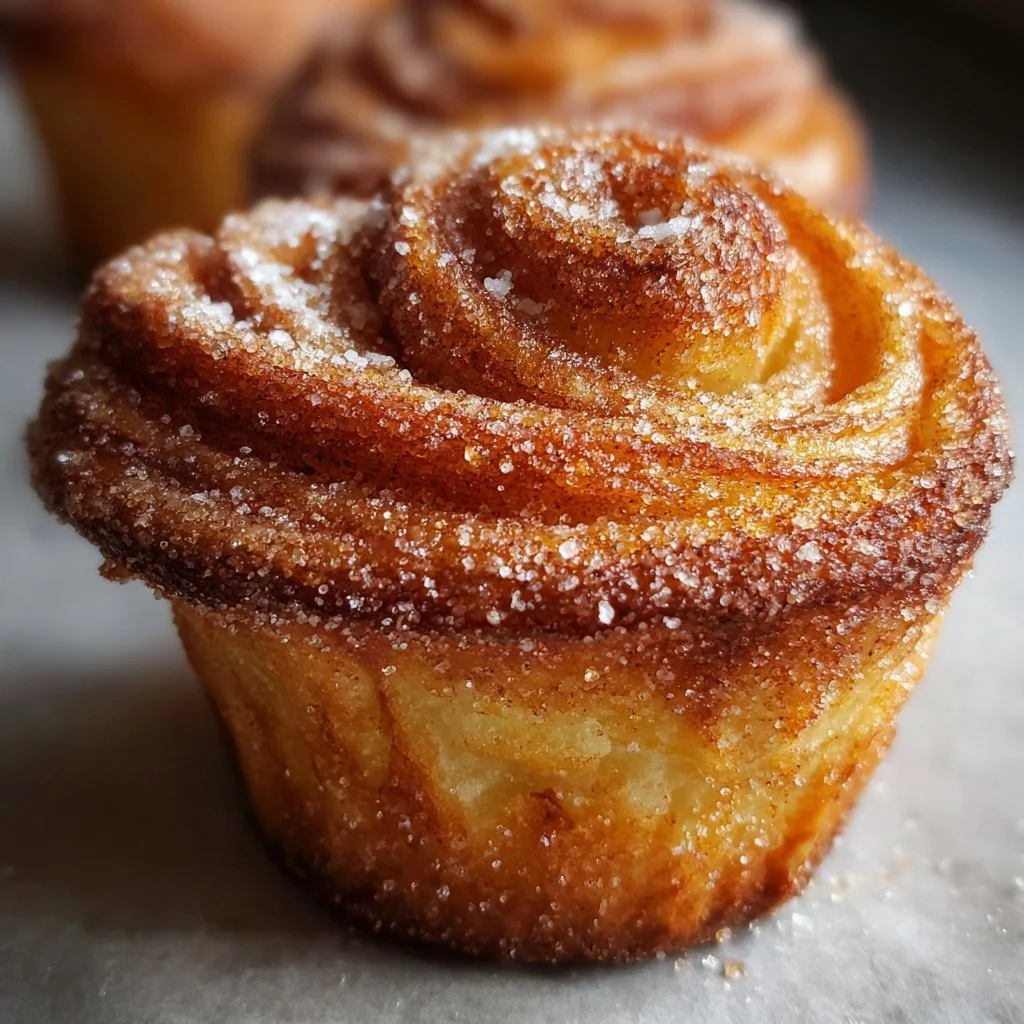 Churro Cruffins: Fluffy pastry with cinnamon sugar coating
