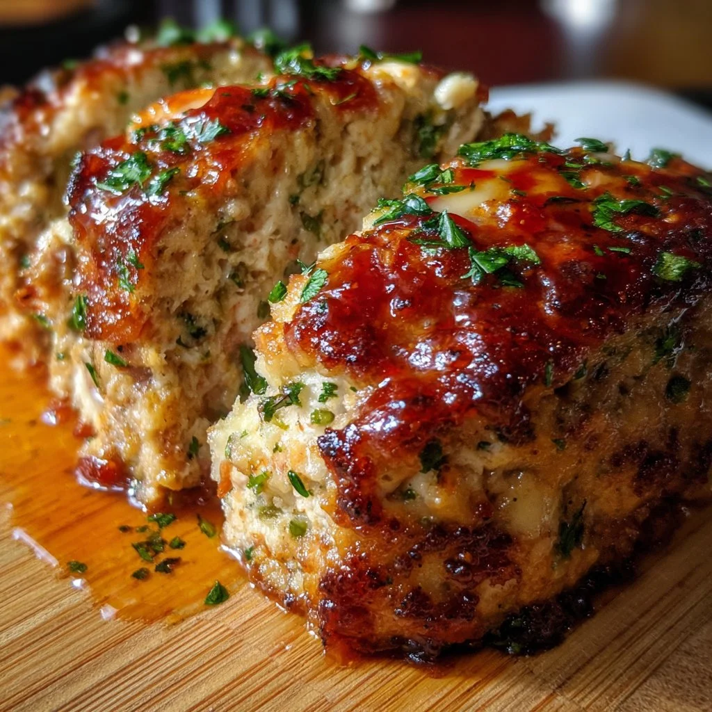 Comforting and juicy ground chicken meatloaf served with veggies