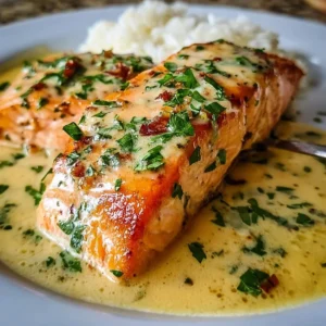 Creamy Garlic Marry Me Salmon dish on a plate, garnished and ready to serve