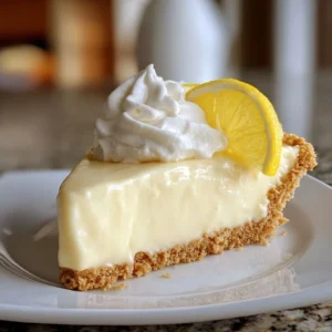Creamy Lemonade Icebox Pie with lemon slices on top