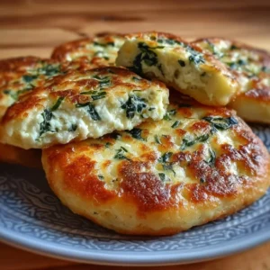 Freshly baked spinach cottage cheese bagels on a wooden table