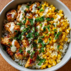 Easy Street Corn Chicken Rice Bowl with fresh ingredients and vibrant flavors