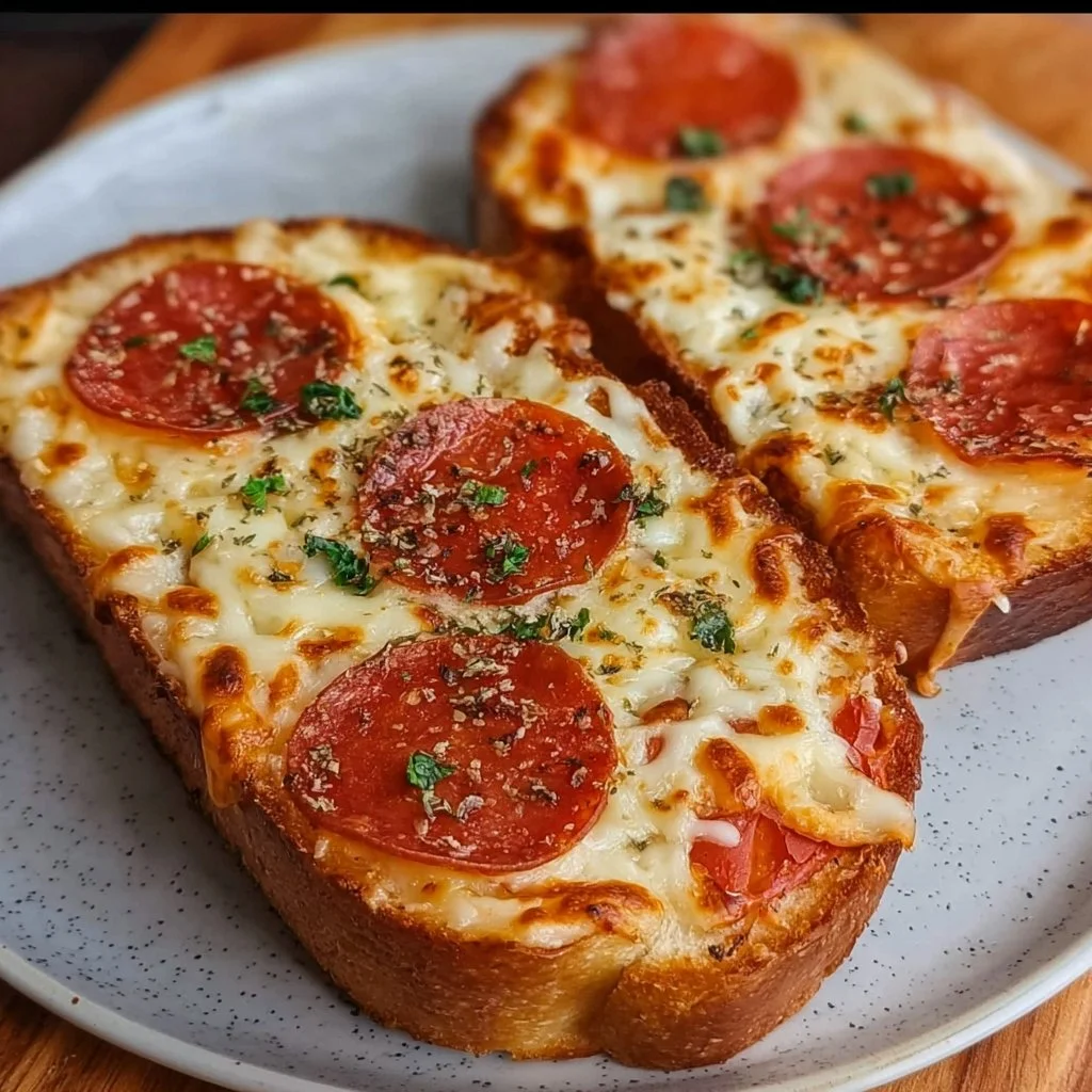 Air fryer cooking Texas toast pizza with toppings