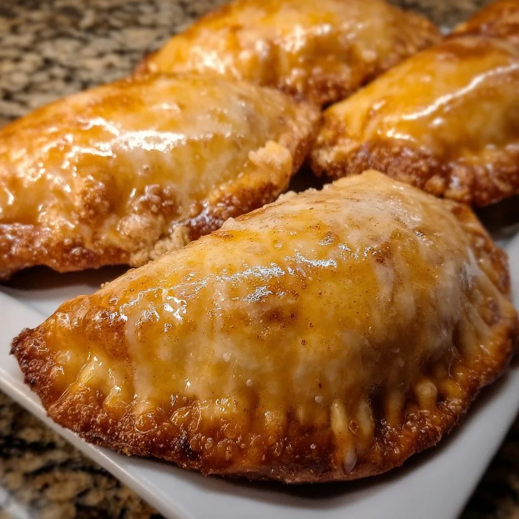 Golden fried apple pies with a crispy crust and sweet apple filling