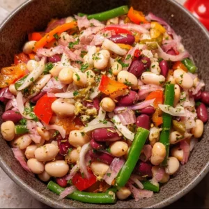 Grinder Dense Bean Salad with colorful beans and fresh vegetables