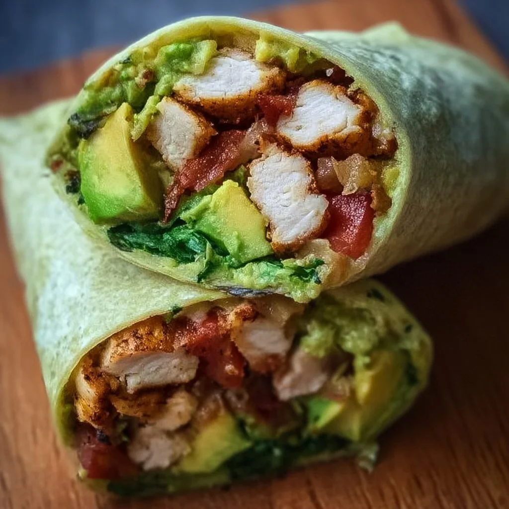 Healthy chicken avocado wrap with fresh ingredients for a nutritious meal