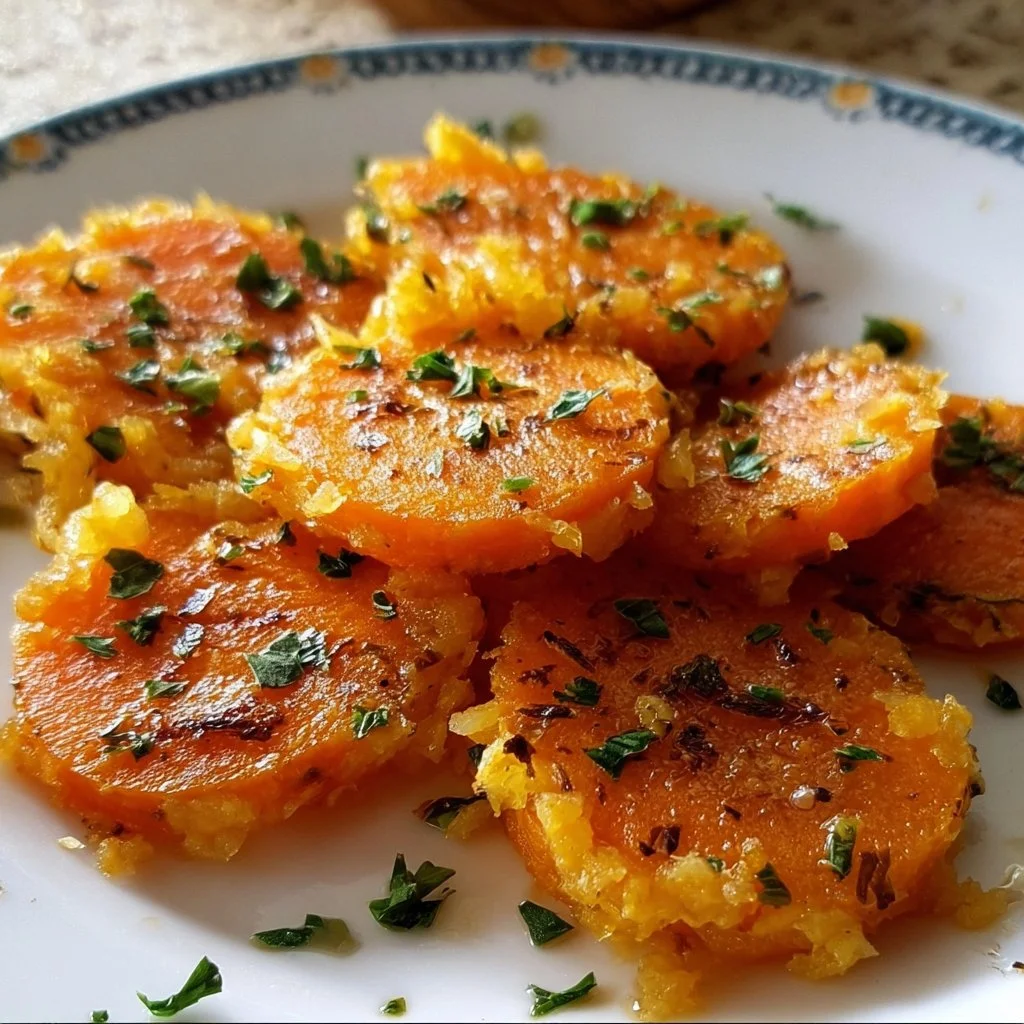Delicious healthy smashed carrots served on a plate
