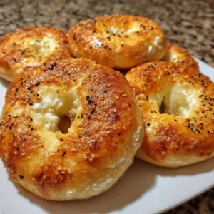 High protein cottage cheese bagels freshly baked and served on a wooden table.