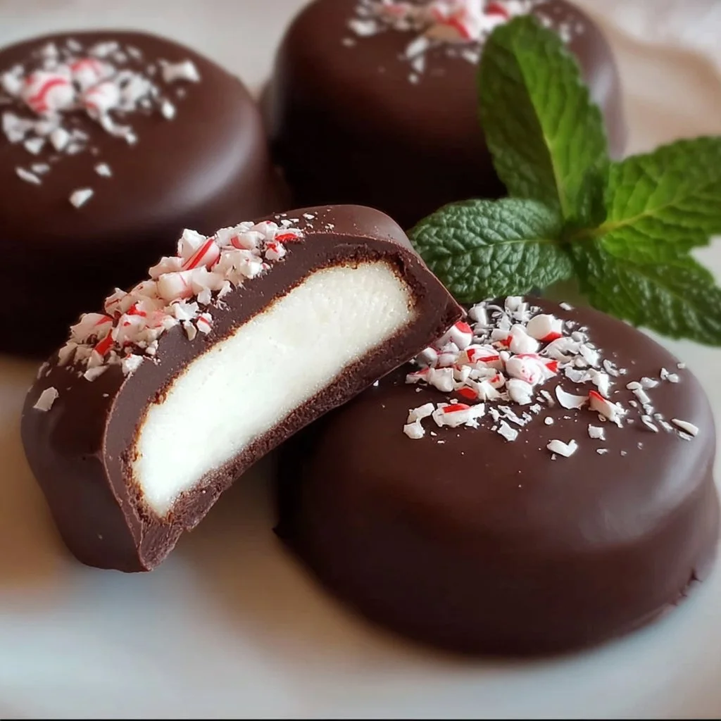 Delicious homemade peppermint patties on a plate for a sweet treat