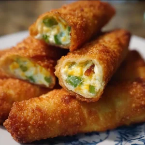 Crispy jalapeño popper egg rolls filled with creamy cheese and spicy jalapeños