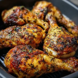 Juicy chicken legs cooked in an air fryer, perfect for a quick meal.