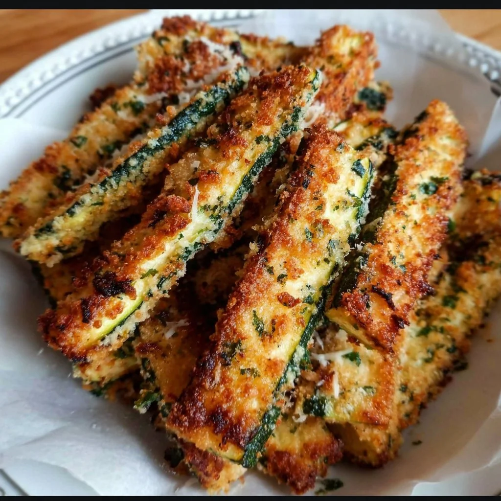 Crispy Keto Baked Parmesan Zucchini Fries on a plate
