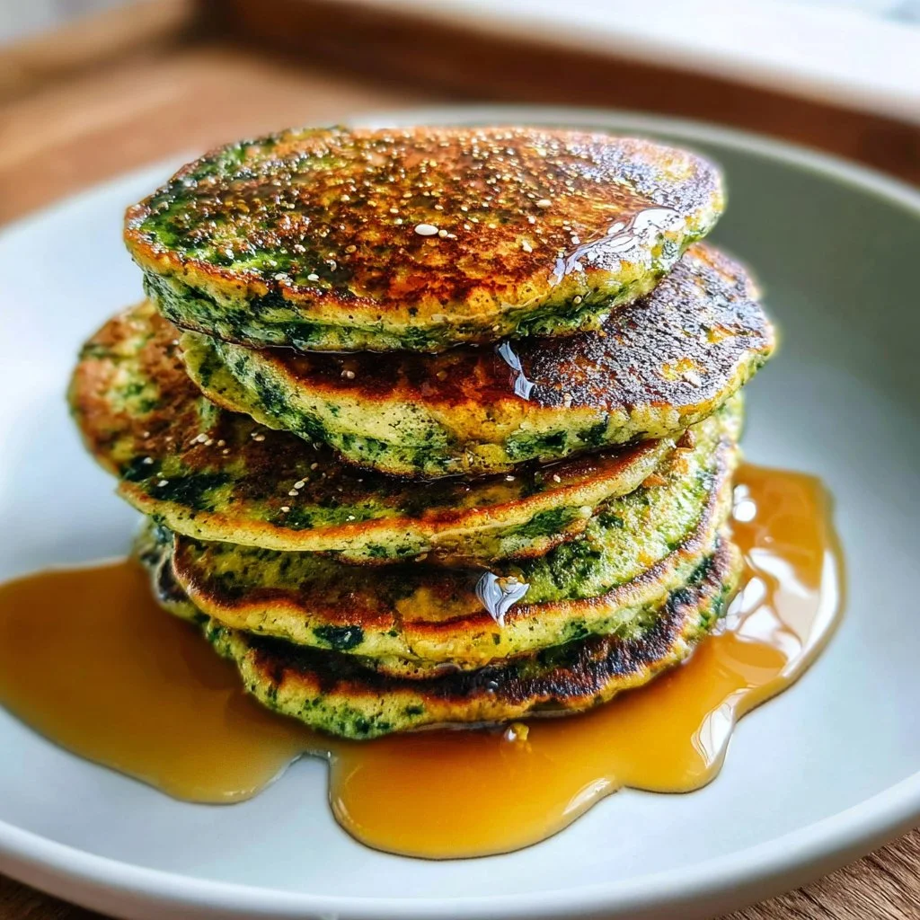 Kid-friendly healthy spinach oatmeal pancakes on a plate