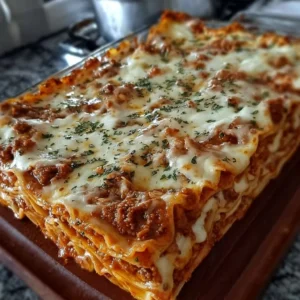 Delicious Million Dollar Lasagna with layers of cheese and rich meat sauce