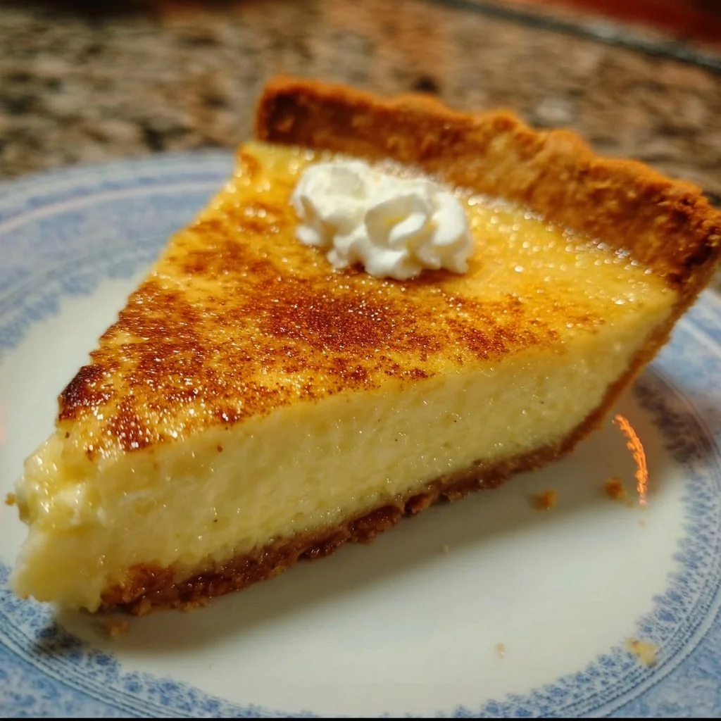 Old Fashioned Custard Pie with creamy filling and golden crust
